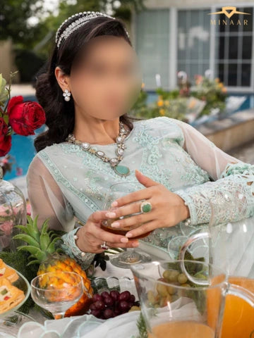 Mint Green Organza Kurta Set with Dupatta – 3 Piece Festive Outfit for Women