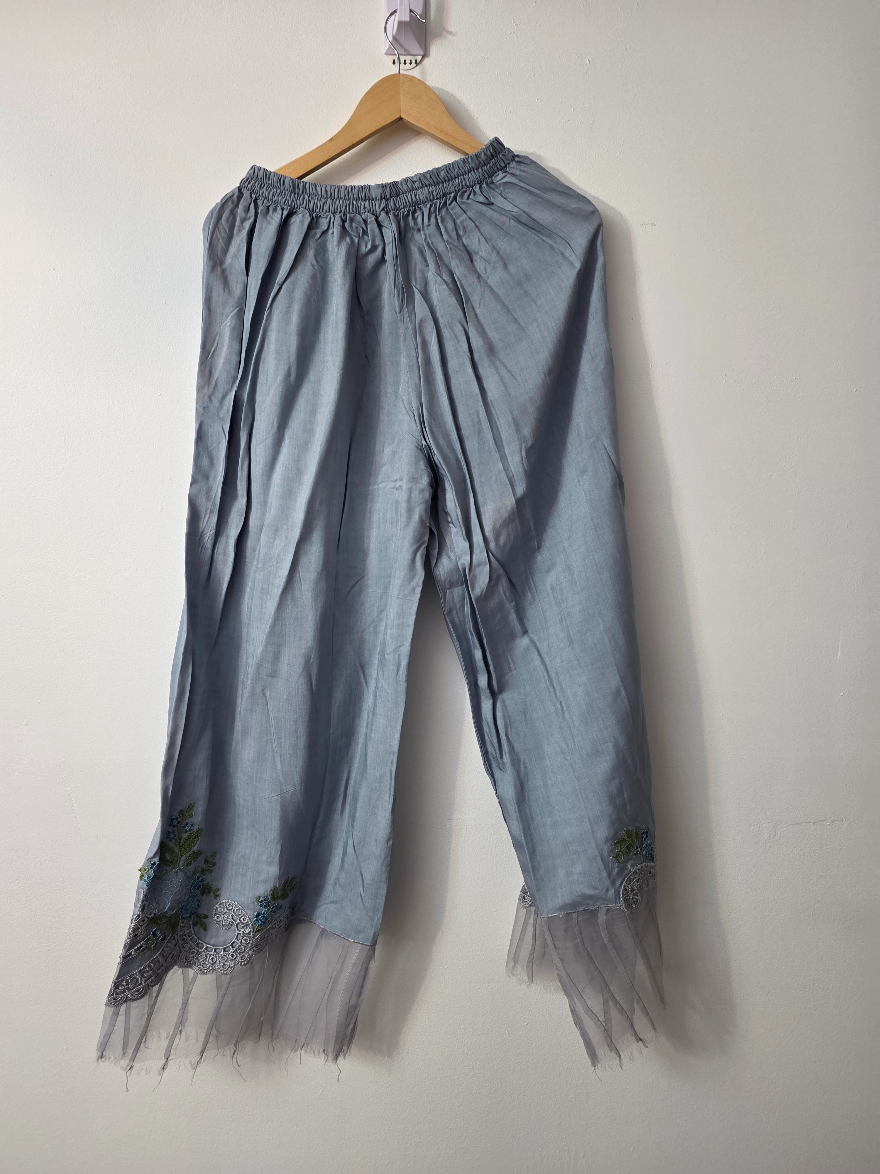 Pakistani formal 3 piece dress with long A line organza shirt