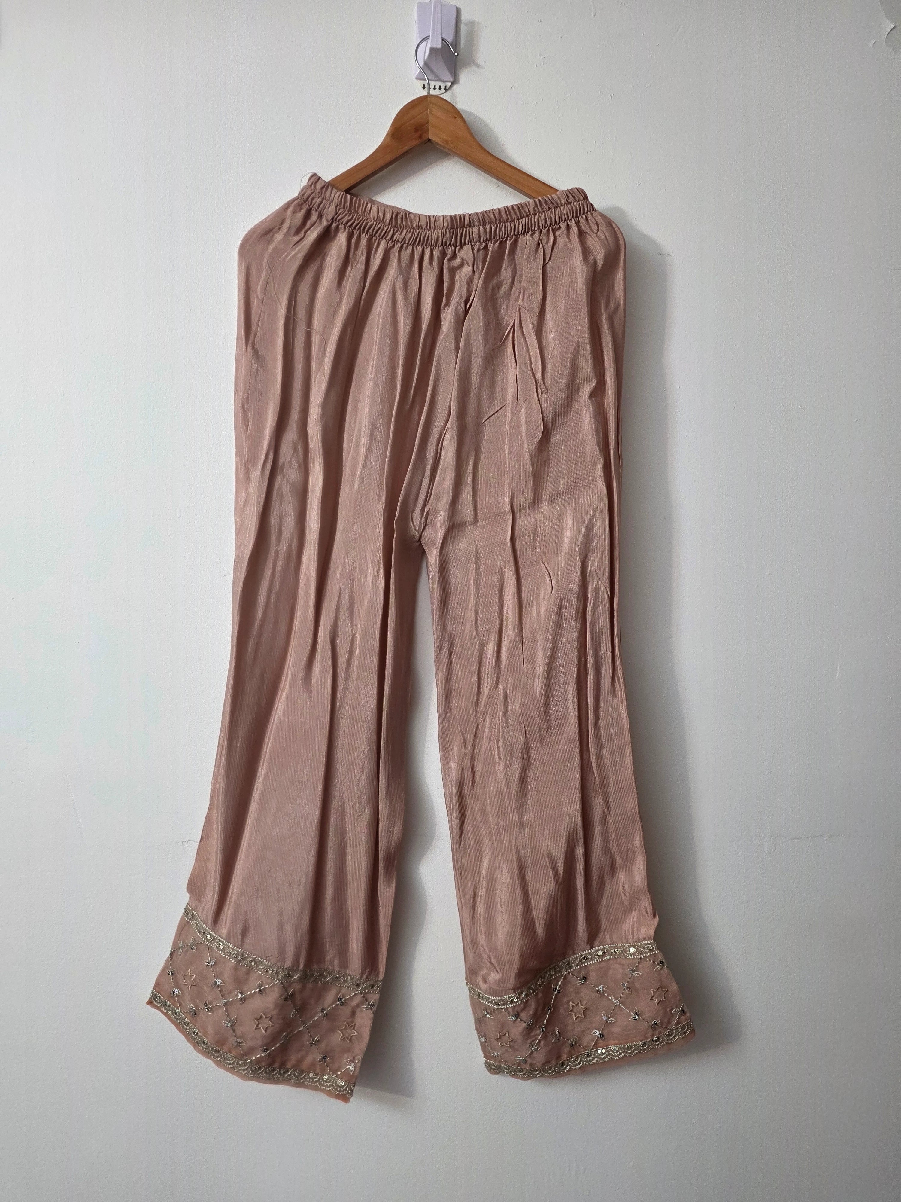 Pakistani peach pink festive suit with straight trouser and dupatta