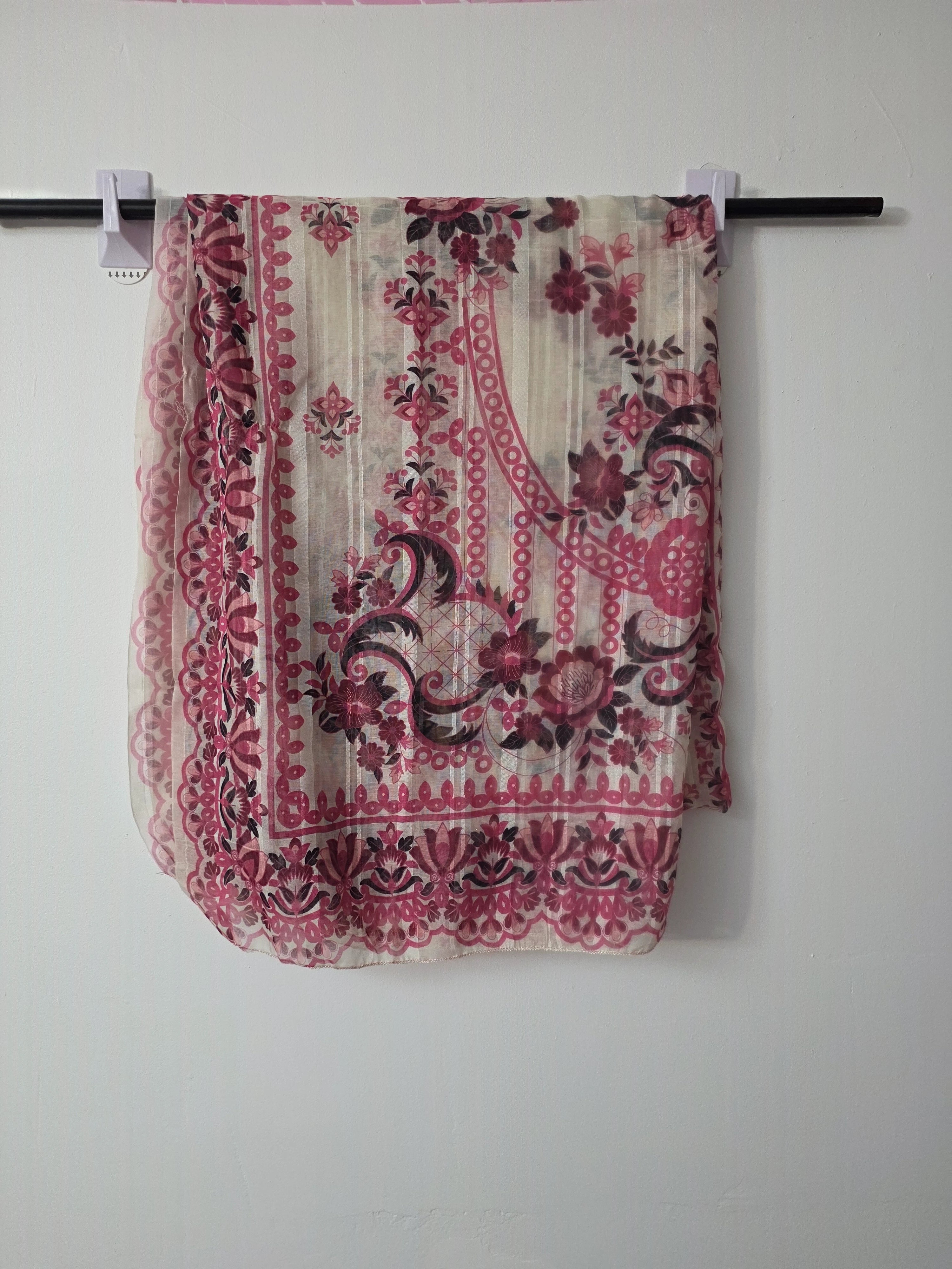 Pakistani pink Slub Cotton dress with matching trouser and dupatta