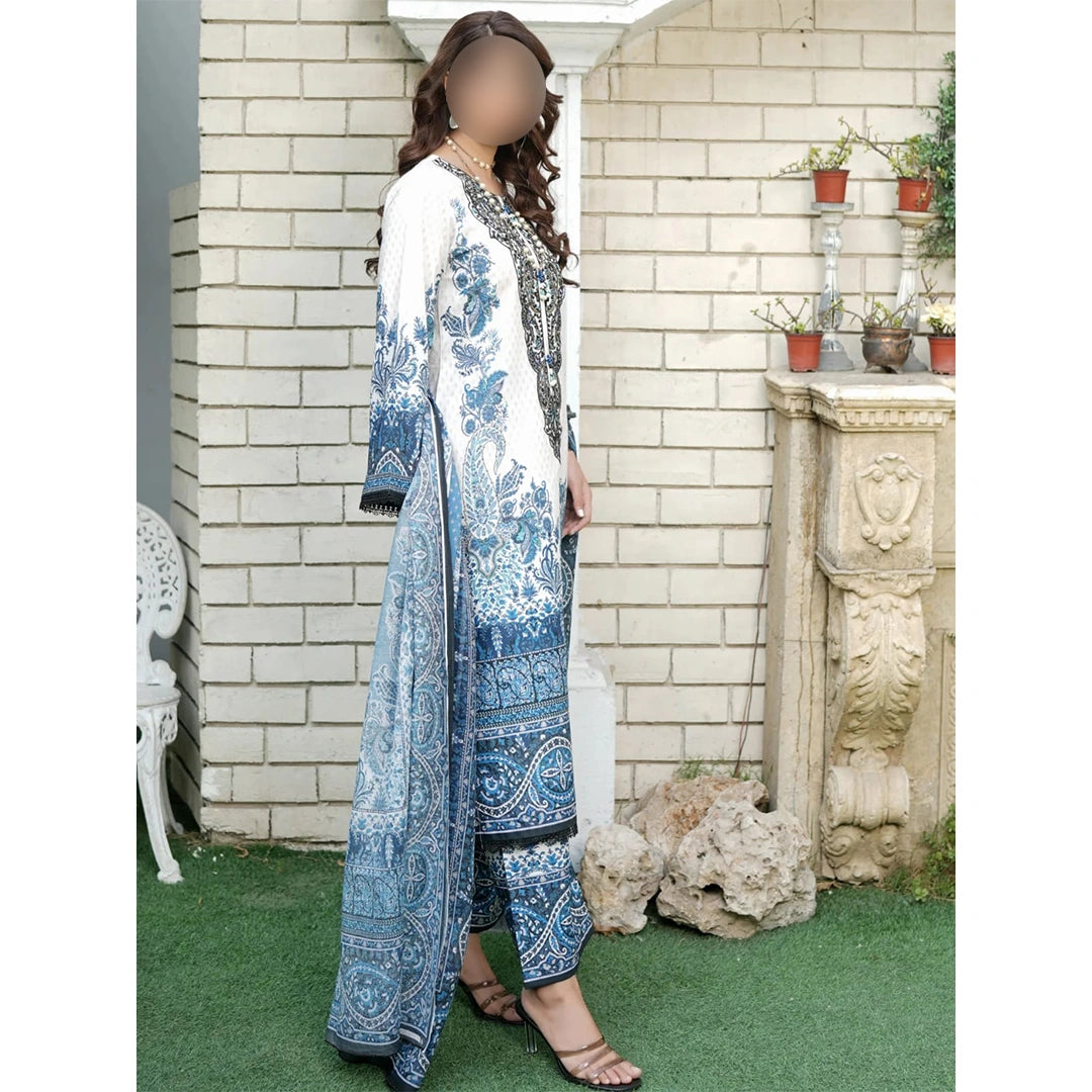 Pakistani printed lawn outfit with full sleeve shirt and dupatta