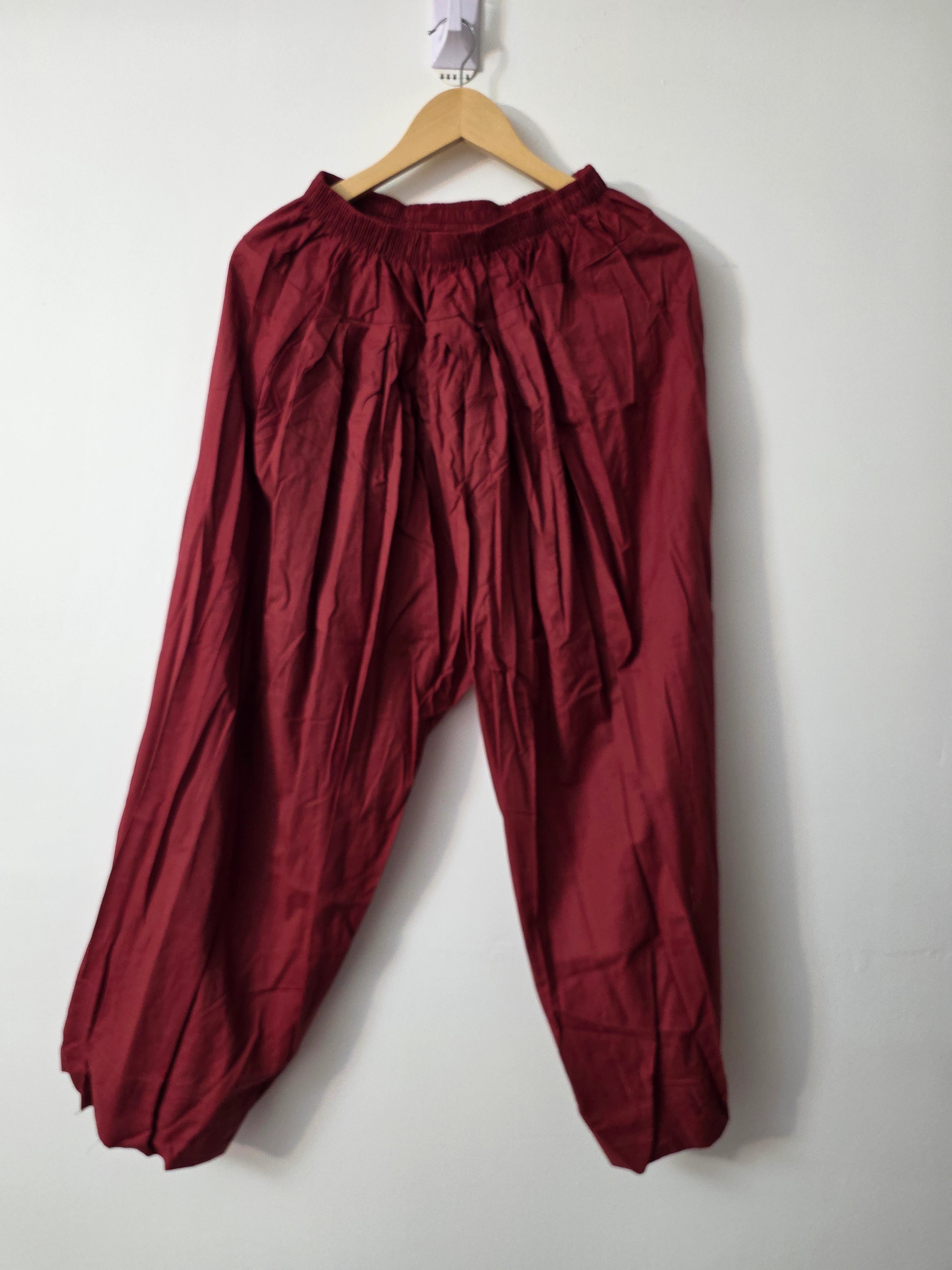 Pakistani red Farshi shalwar outfit with embroidered organza dupatta