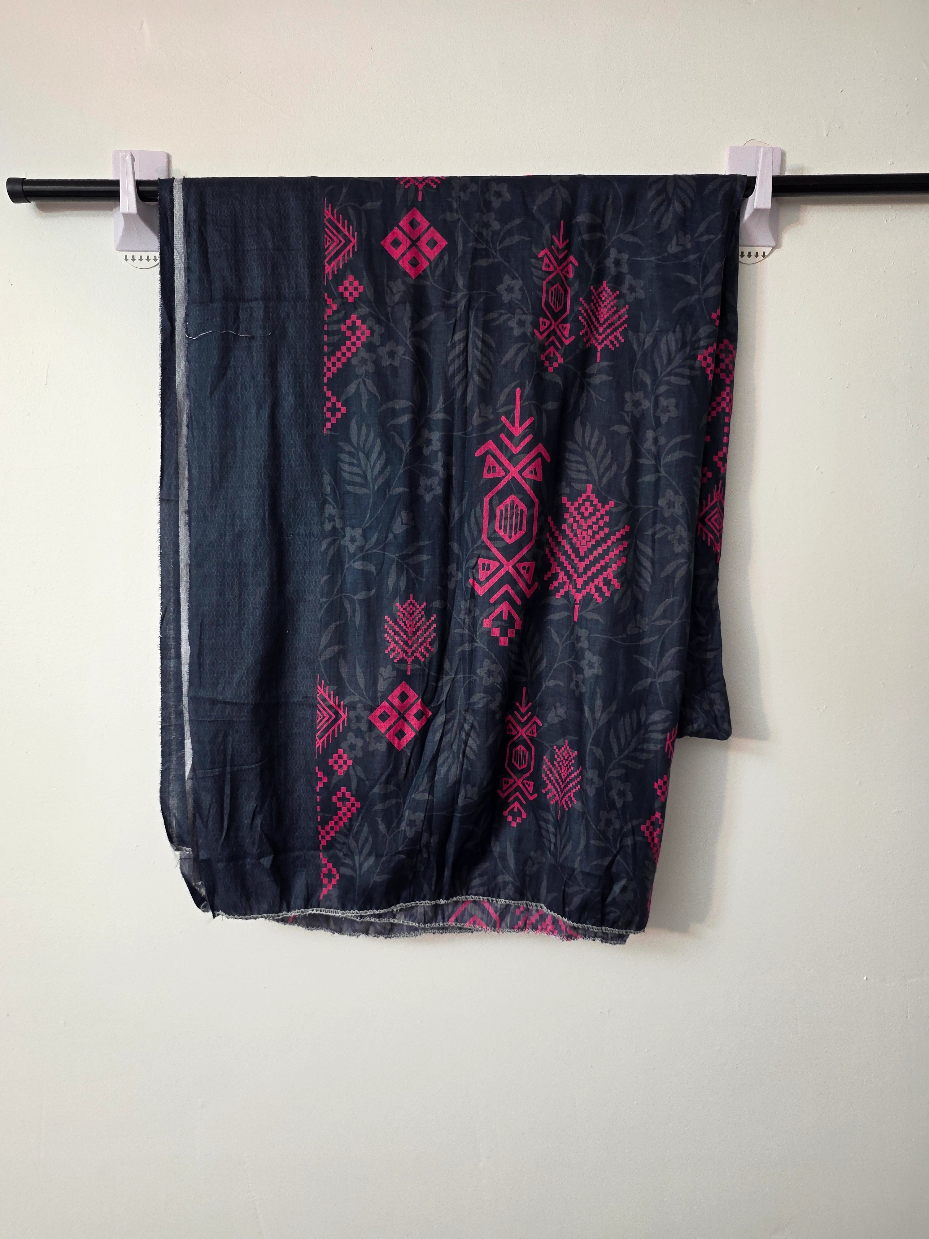 Pink Pakistani 3 piece lawn outfit with navy floral print