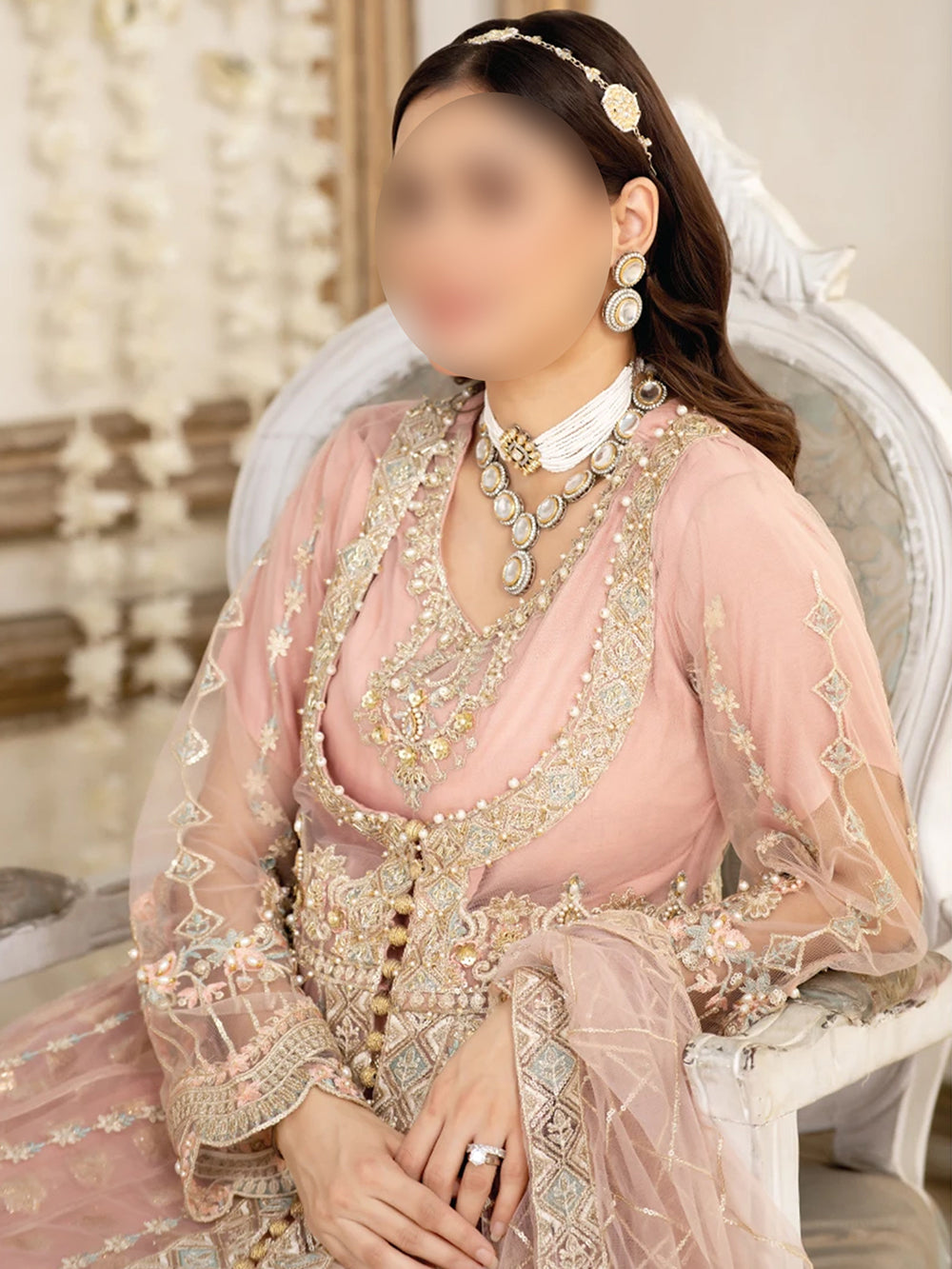 Pink Pakistani maxi 3 piece formal outfit