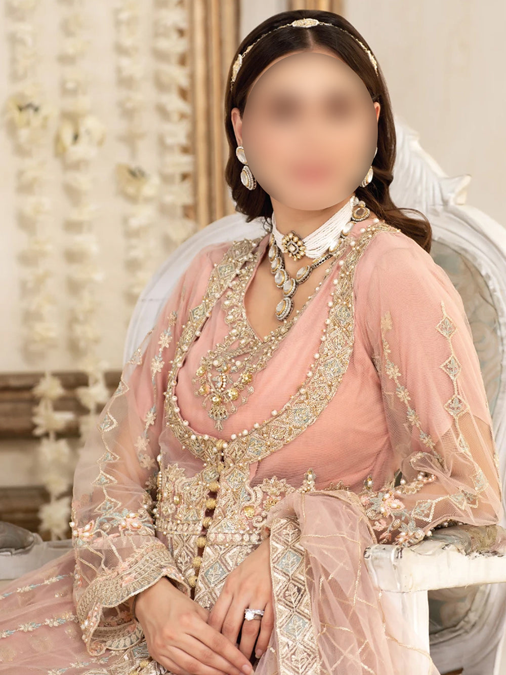 Pink Pakistani wedding guest maxi dress