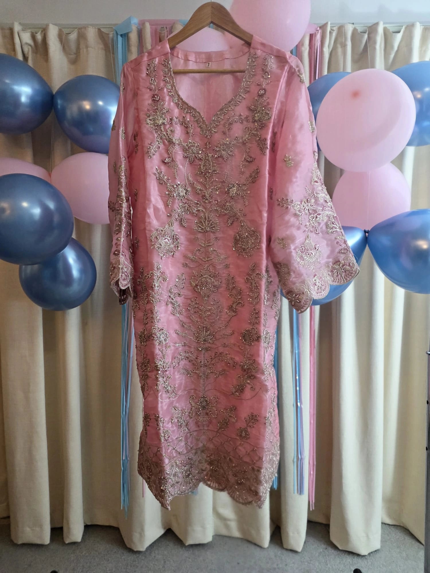 Pink embroidered dress 