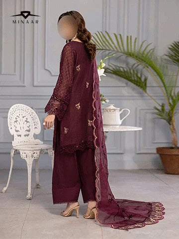 Plum Khaddi Cotton Net Suit
