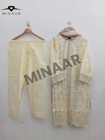 Black Premium Cotton 3-Piece Embroidered Summer Ensemble