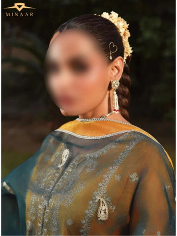 Mustard Lawn Kurta Set with Organza Dupatta – 3 Piece Summer Festive Outfit