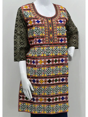 Traditional Mirror Work Kurta – Multicolor Embroidery