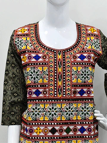 Traditional Mirror Work Kurta – Multicolor Embroidery