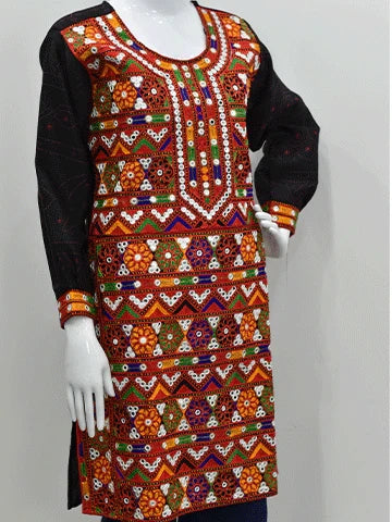 Traditional Mirror Work Kurta – Multicolor Embroidery