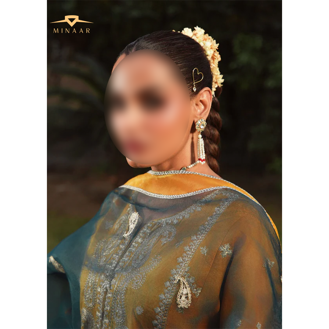 Mustard Lawn Kurta Set with Organza Dupatta – 3 Piece Summer Festive Outfit