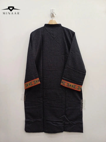 Gray Multi Embroidered Linen 3PC Set with Diamond Dupatta – Winter Festive Wear