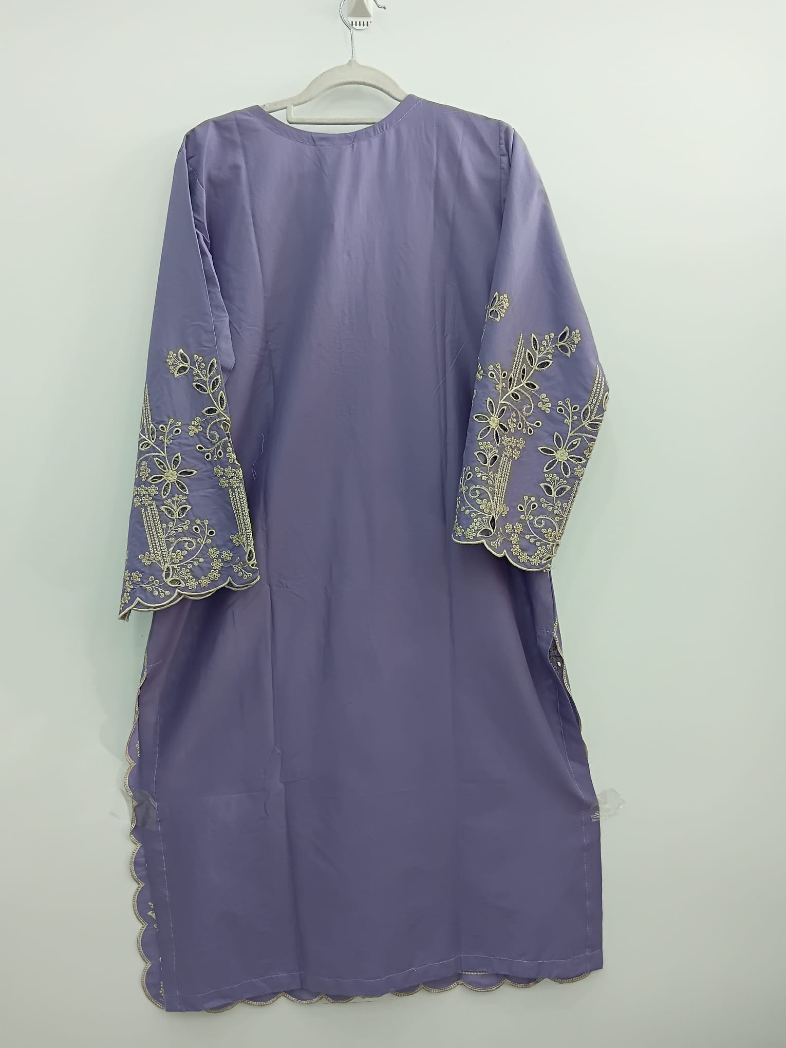 Lavender Chikankari & Sitari Embroidered Cotton Lawn 3-Piece Suit with Printed Dupatta