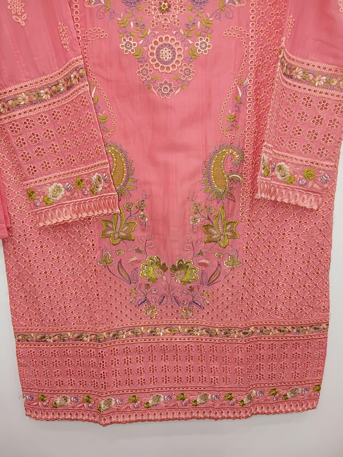 Pink Heavy Embroidered Chikankari Lawn 3-Piece Suit with Printed Dupatta