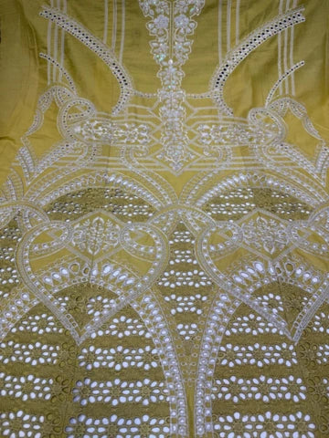 Lime Yellow Chikankari 3 Piece Stitched Outfit with Embroidered Dupatta