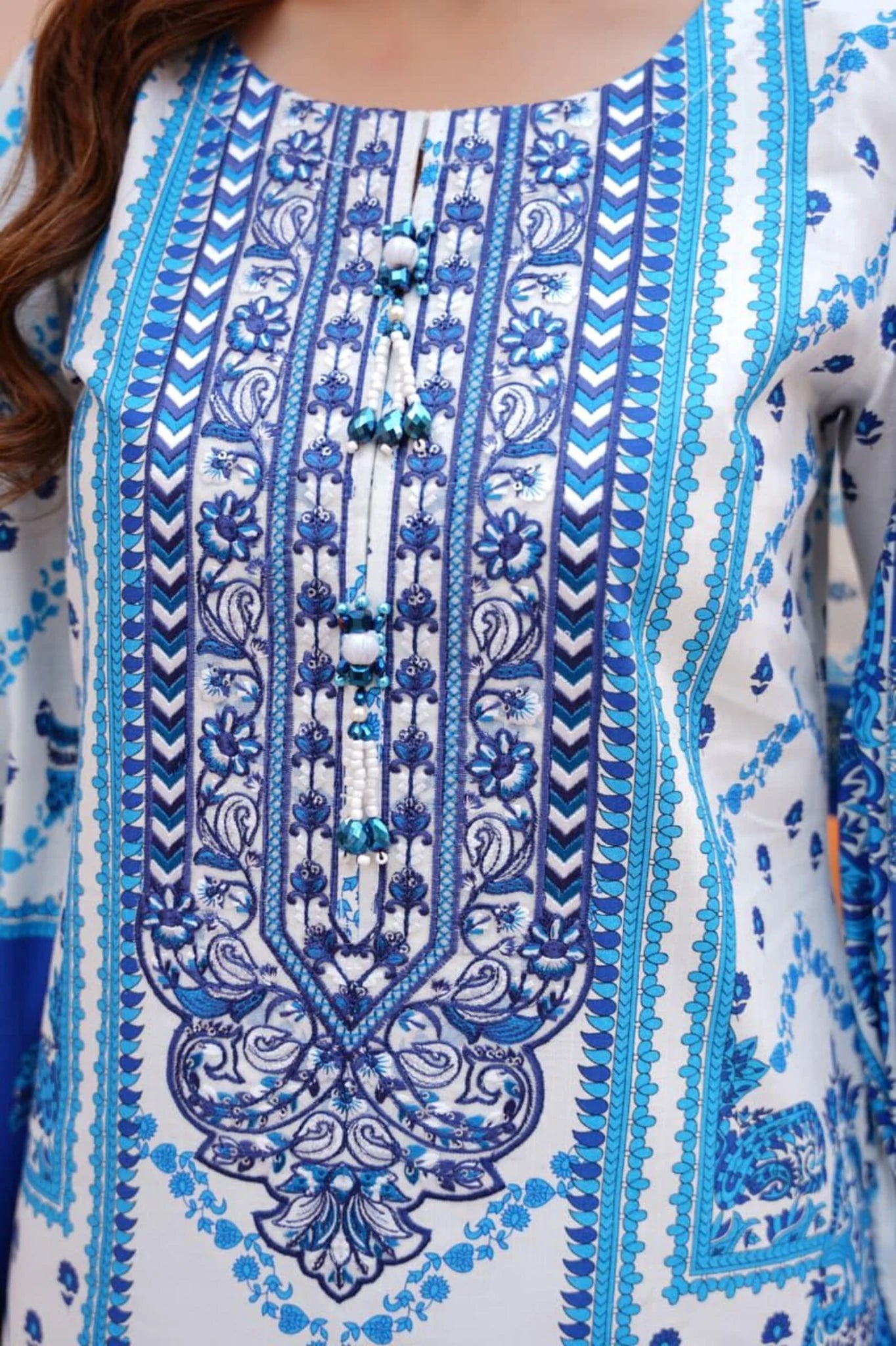 Blue Printed Lawn 3-Piece Suit