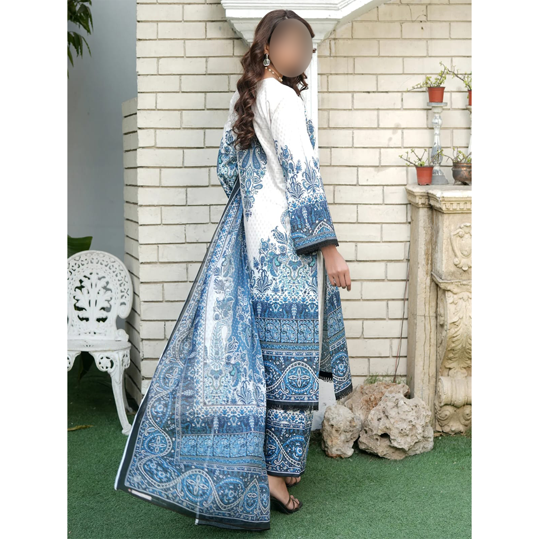 embroidered and printed 3pc suit