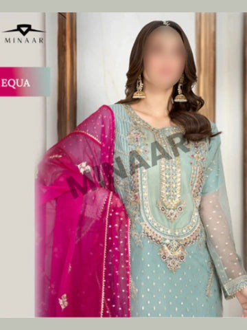 Aqua Embroidered 3 Piece Suit – Elegant Formal & Festive Wear for Women