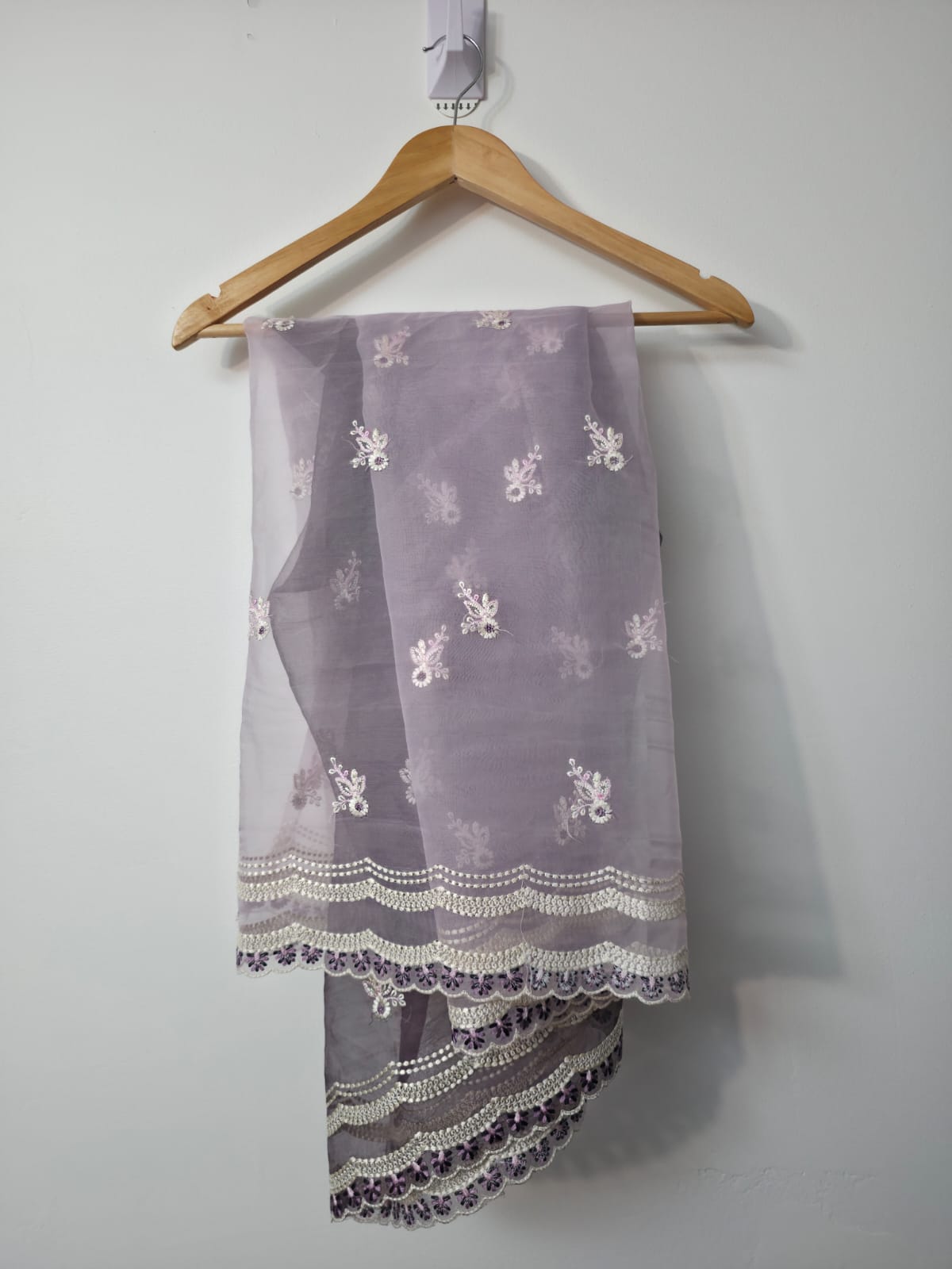 embroidered organza dupatta