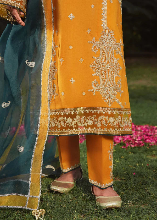 Mustard Lawn Kurta Set with Organza Dupatta – 3 Piece Summer Festive Outfit