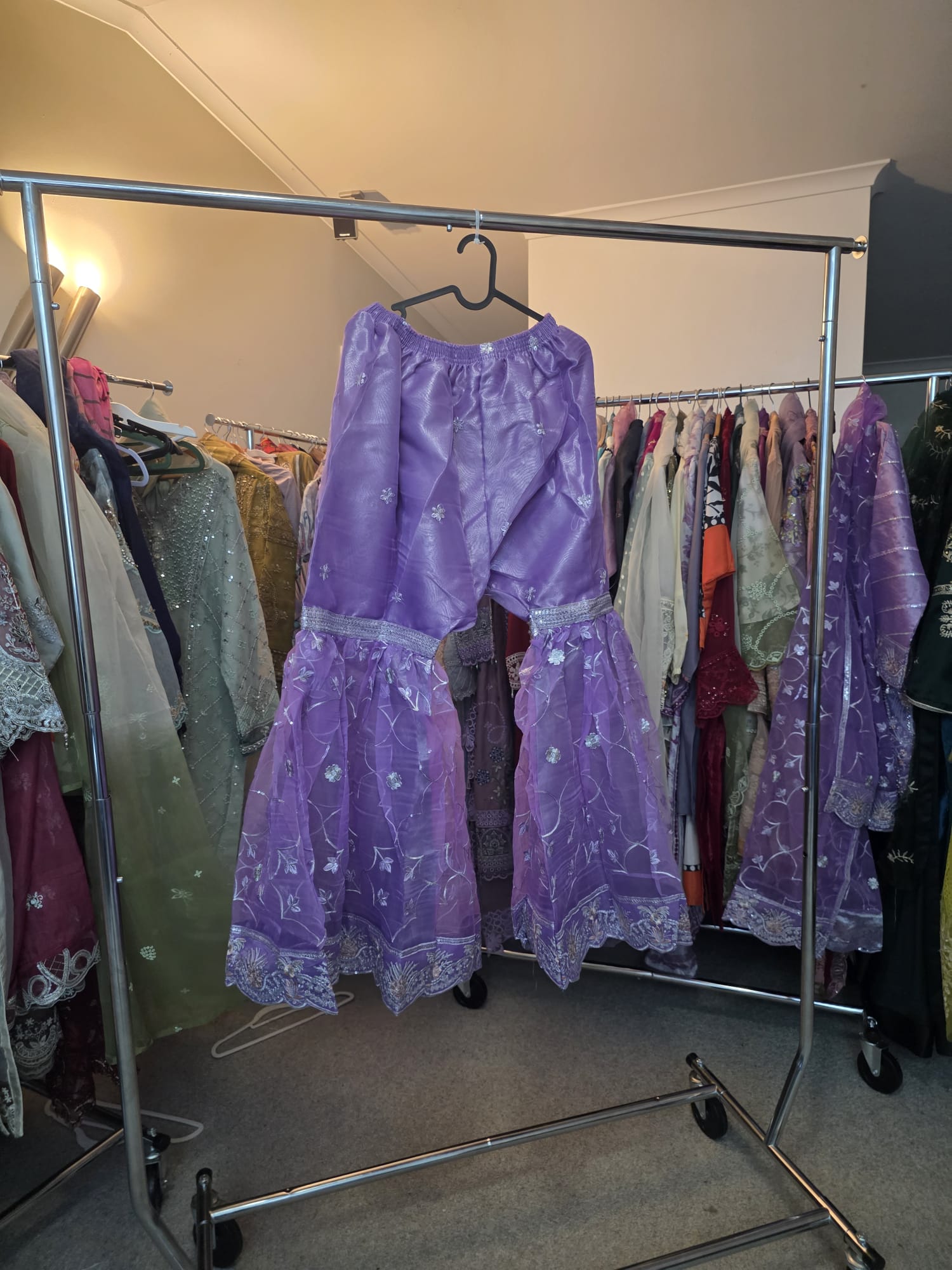 purple embroidered gharara 