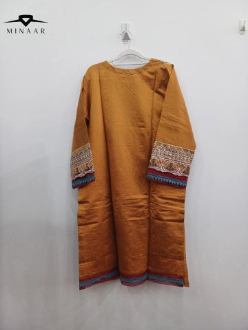 Mustard Khaddi Net Embroidered 2-Piece Suit | Traditional Eastern Ready-to-Wear Outfit