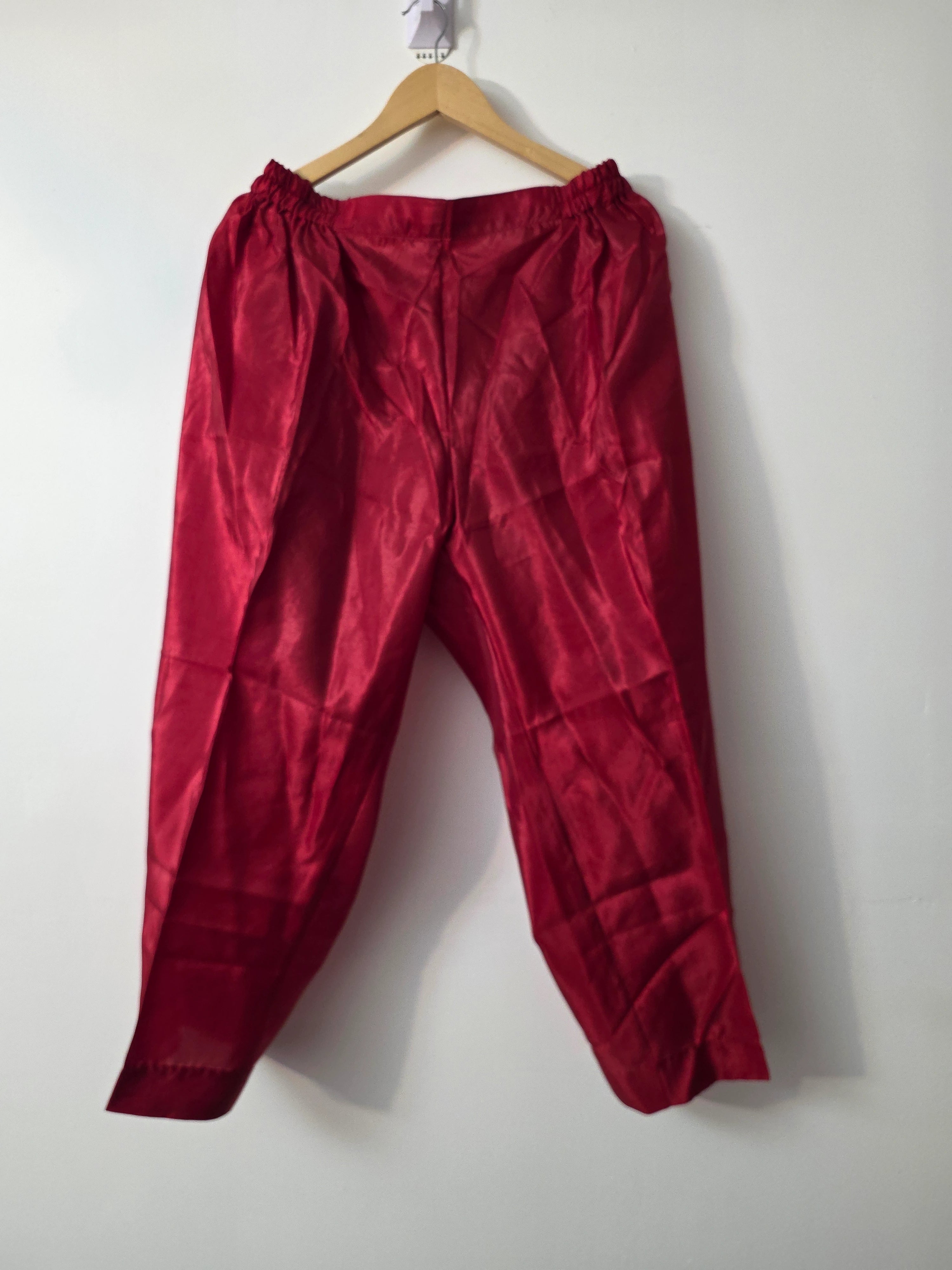 Luxury red chiffon suit with Katan silk trouser for Pakistani wedding