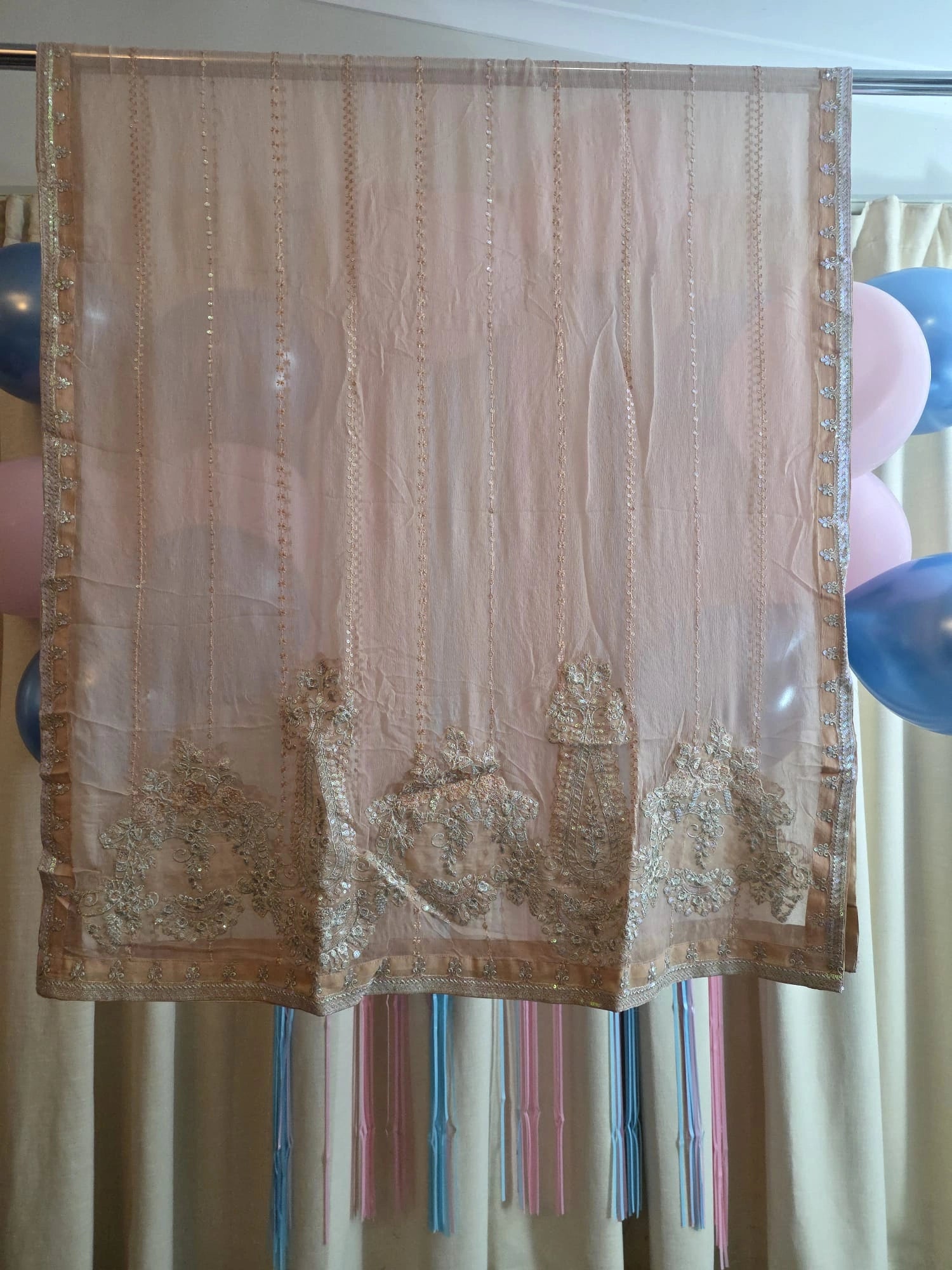 tea pink embroidered dupatta