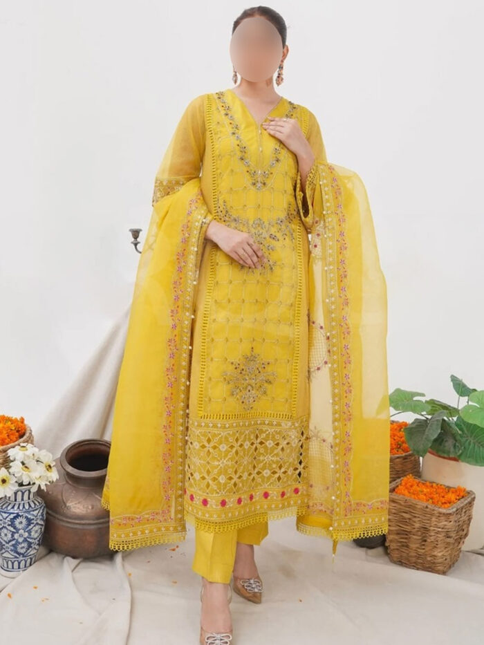 haldi dress. mustard suit